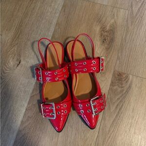 Madden Girl Red Flats with Buckle Accents
